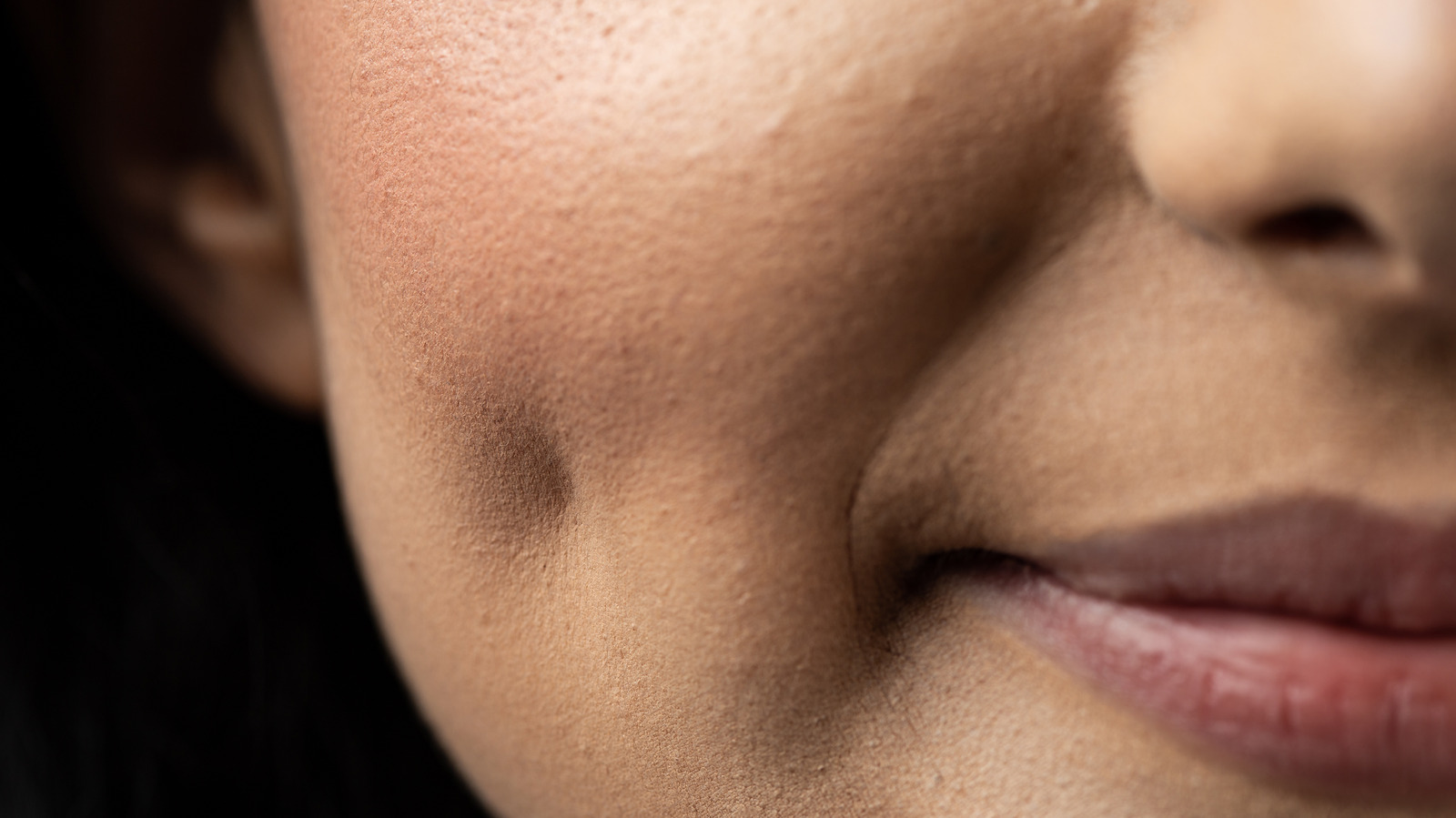 Macro,Closeup,Of,Caucasian,Woman,Smiling,Having,Dimples.,Beauty,Concept.